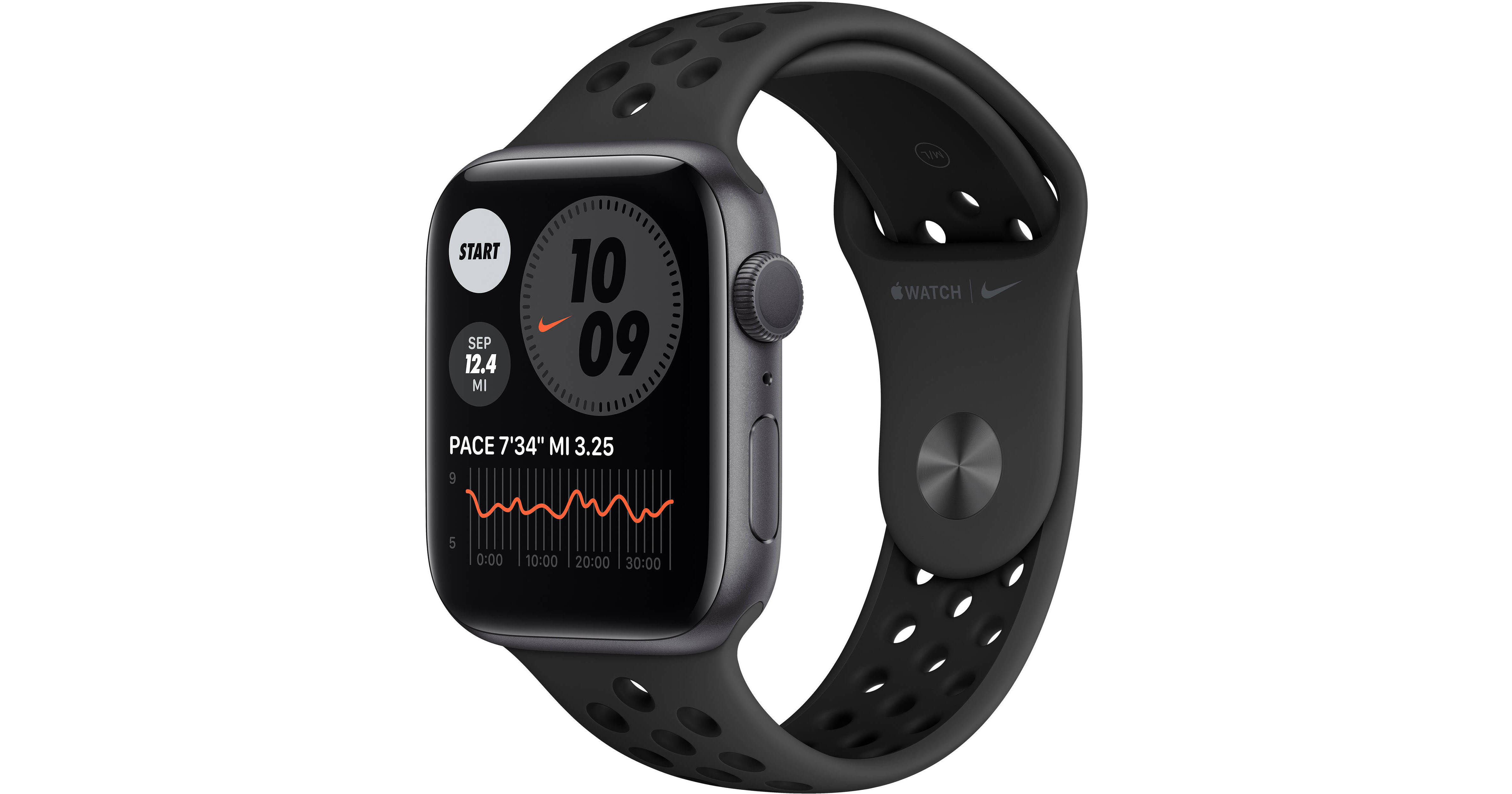 Apple Watch Nike Series 6 (GPS, 44mm, Space Gray Aluminum, Anthracite/Black Nike Sport Band)