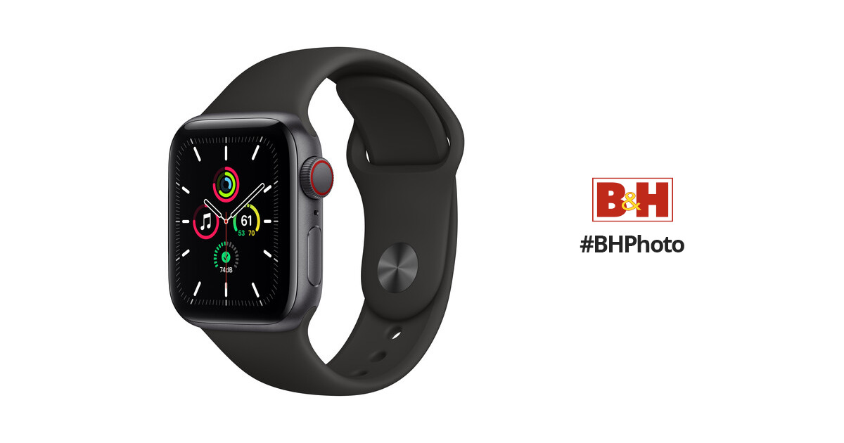 Apple Watch SE (GPS + Cellular, 40mm, Space Gray Aluminum, Black Sport Band)