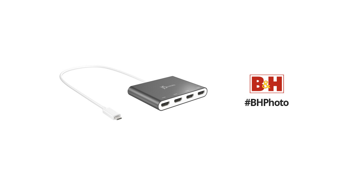 j5create USB-C to 4-Port HDMI Multi-Monitor Adapter Silver JCA366 - Best Buy