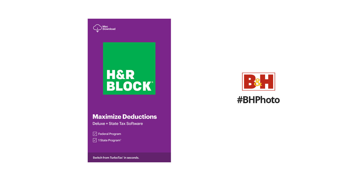 H&R Block 2020 Deluxe + State Tax Software 132680020 B&H Photo