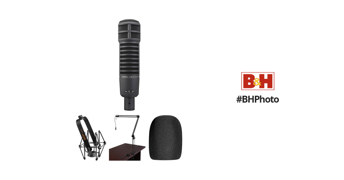 Electro-Voice RE20 Microphone Cardioïde Dynamique avec Bras de Studio, Noir