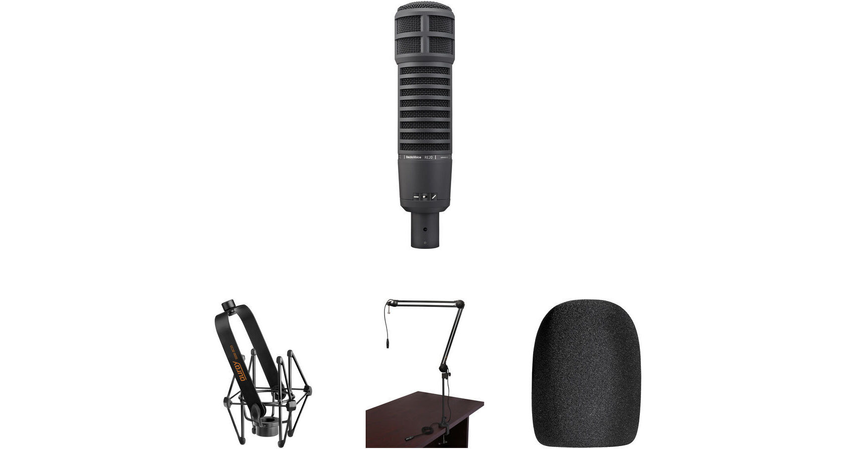 Electro-Voice RE20 Microphone Cardioïde Dynamique avec Bras de Studio, Noir