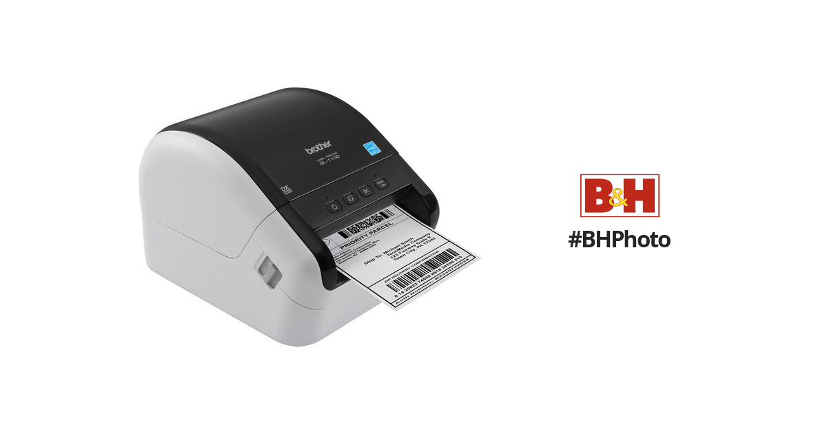 Brother QL-1100C Wide Format Wired Professional Label Printer, Black  Print via USB Direct Thermal, Monochrome, 4