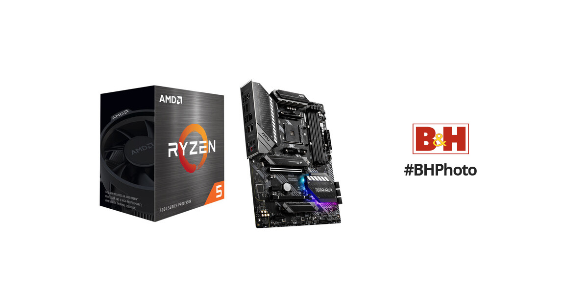 AMD Ryzen 5 5600X 3.7 GHz Six-Core AM4 Processor & MSI MAG B550 TOMAHAWK  ATX Motherboard Kit