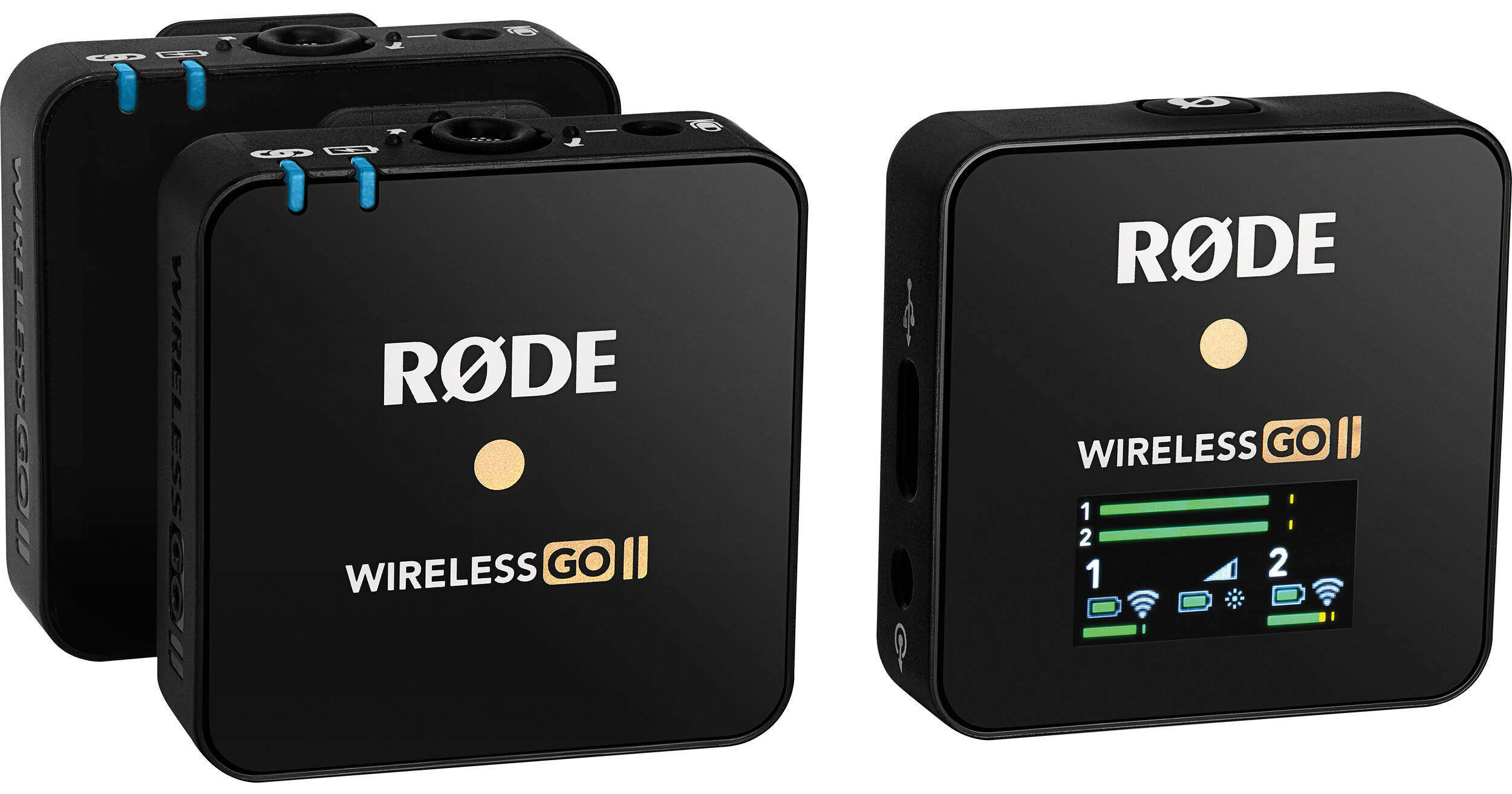  RØDE Wireless Go II Dual Channel Wireless System with Built-in  Microphones with Analogue and Digital USB Outputs, Compatible with Cameras,  Windows and MacOS computers, iOS and Android phones : Musical Instruments