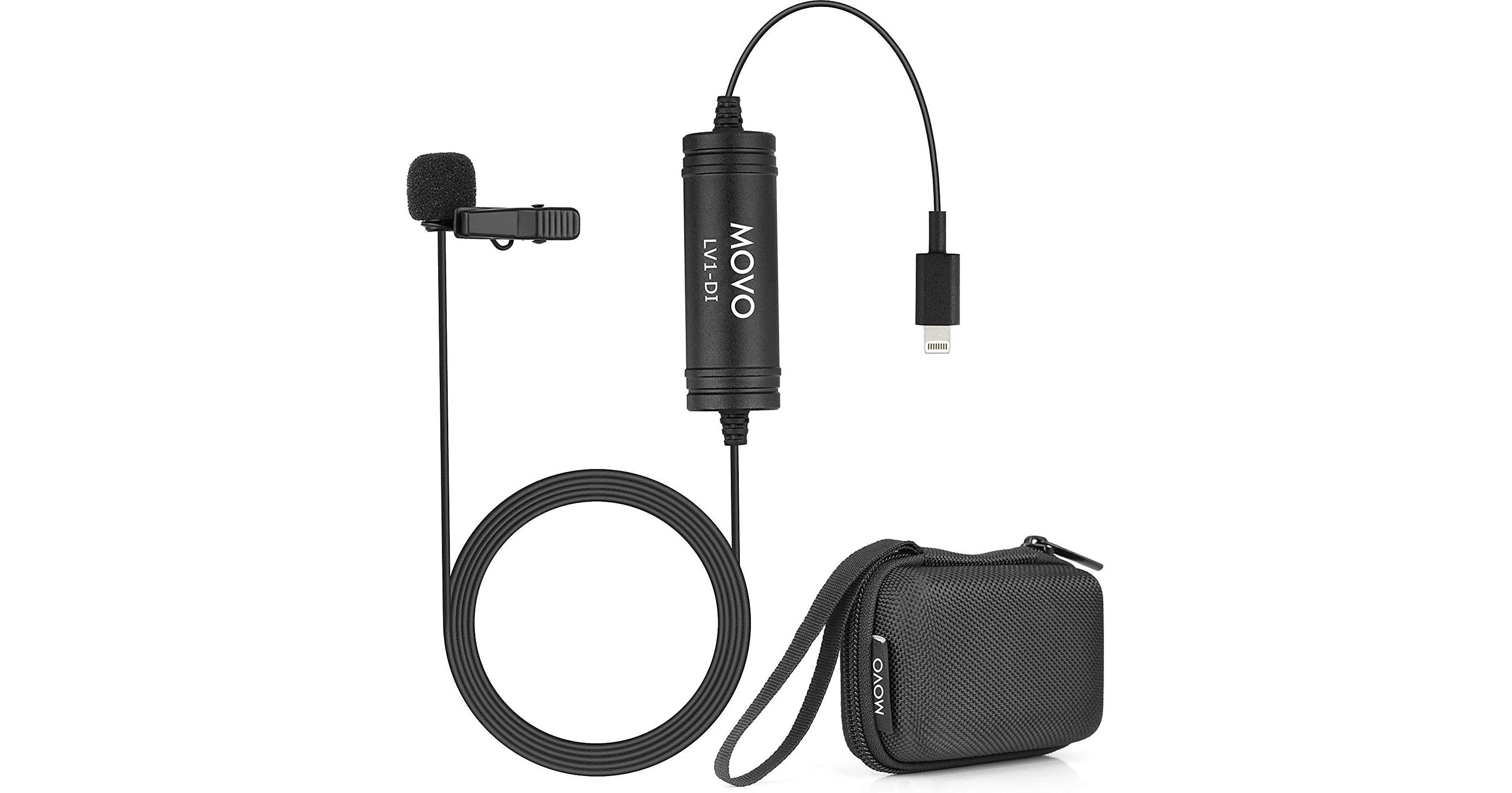 Movo LV1 Lavalier Clip-on Omni Microphone for iPhone iPad iOS Android  Smartphone 