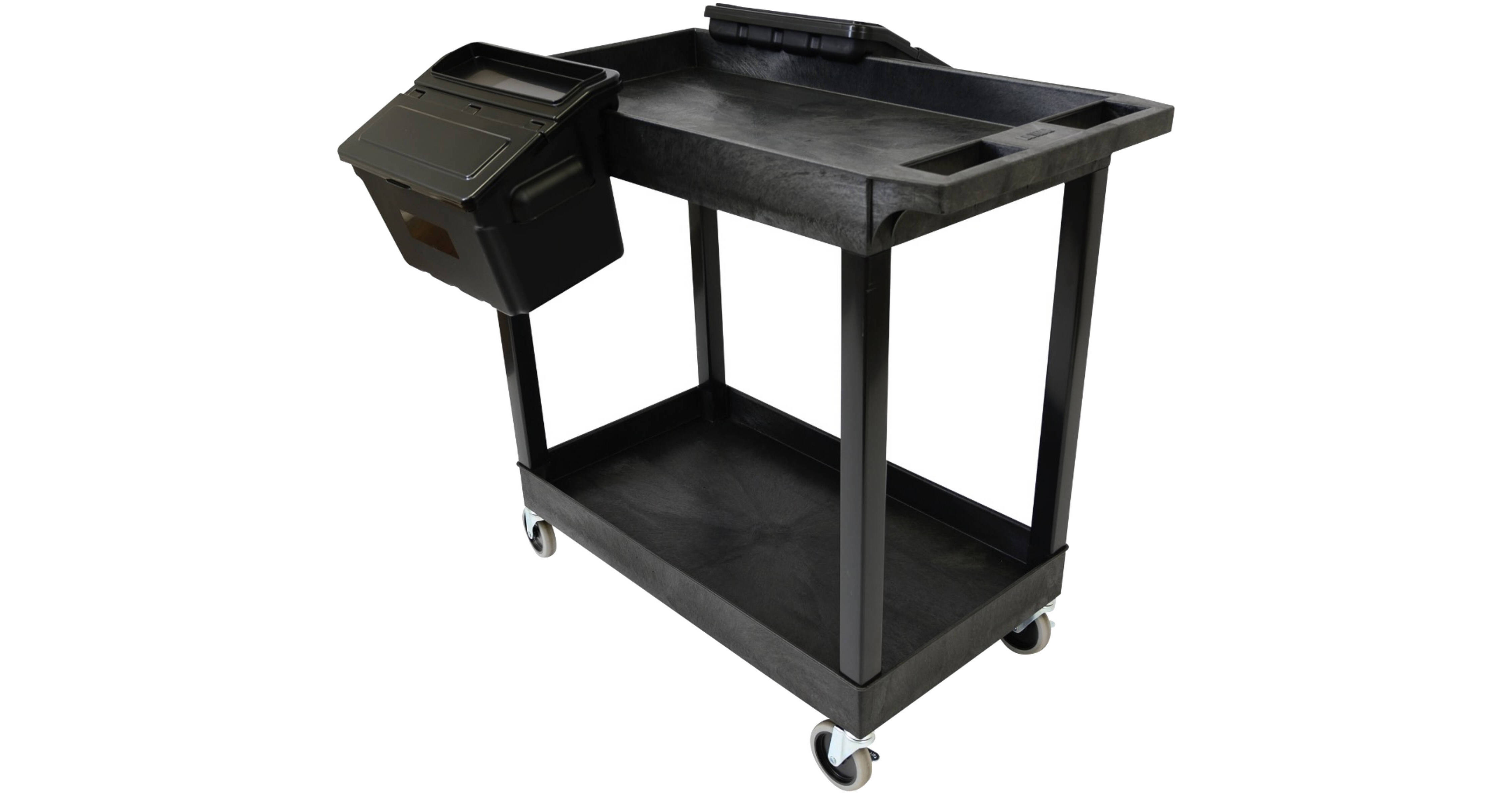 Luxor High Capacity 2 Tub Shelves Cart With Outrig EC11-B-OUTRIG