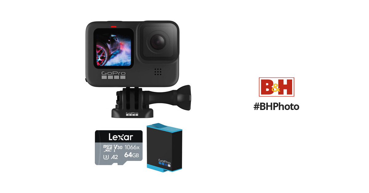 GoPro HERO9 Black with Extra Battery & 64GB Memory Card B&H