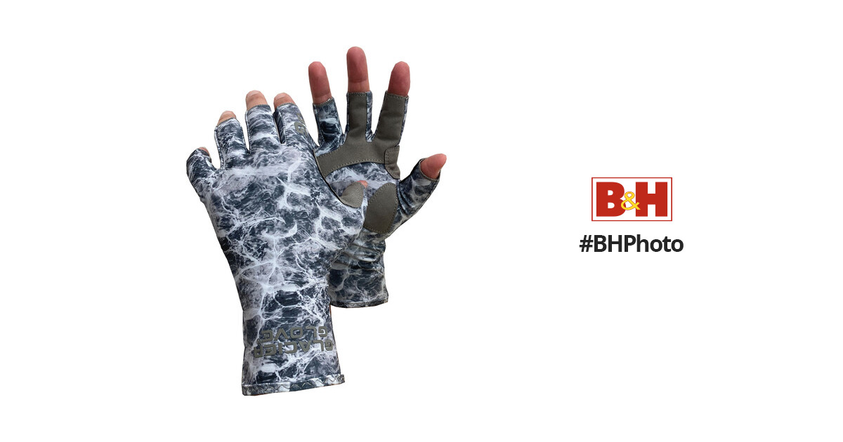 Glacier Glove Islamorada Fingerless Sun Gloves - L - Gray Water Camo