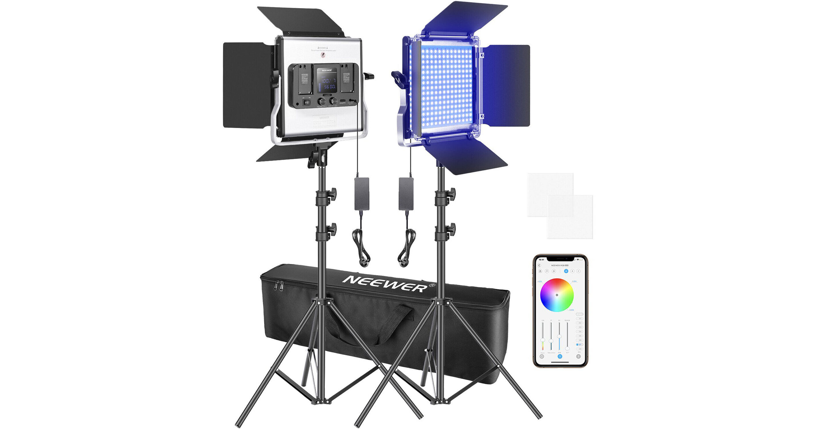 Neewer 660 RGB LED Light Panel (2Light Travel Kit) 10096832 B&H