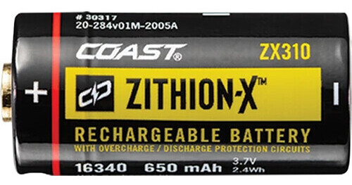 COAST ZX310 Li-Ion Rechargeable Ported 16340 Micro-USB Battery