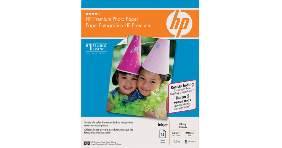HP Premium Glossy Photo Paper 8.5x11" 15 Sheets C6039A B&H
