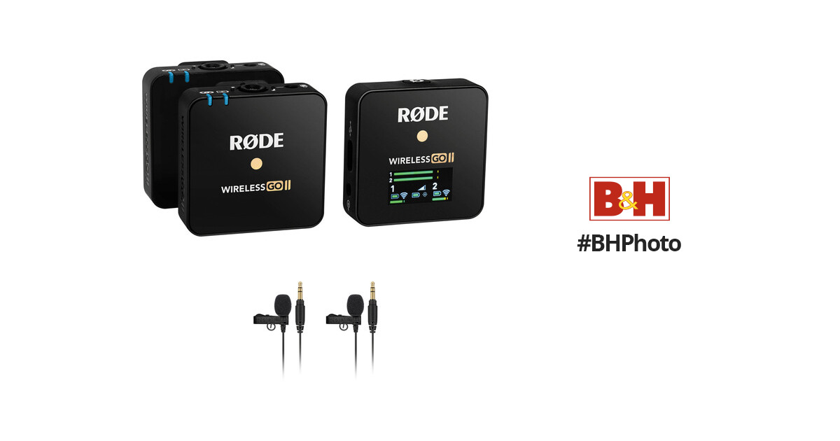RODE Wireless GO II 2-Person Compact Digital Wireless Omni Lavalier  Microphone System/Recorder Kit (2.4 GHz, Black)