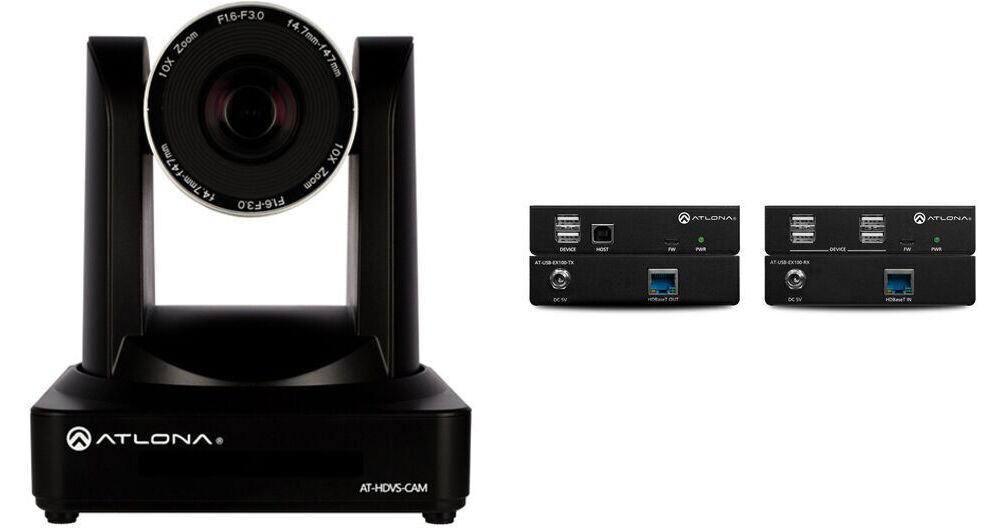 Atlona ATHDVSCAM USB PTZ Camera with USB Extender Kit (Black)