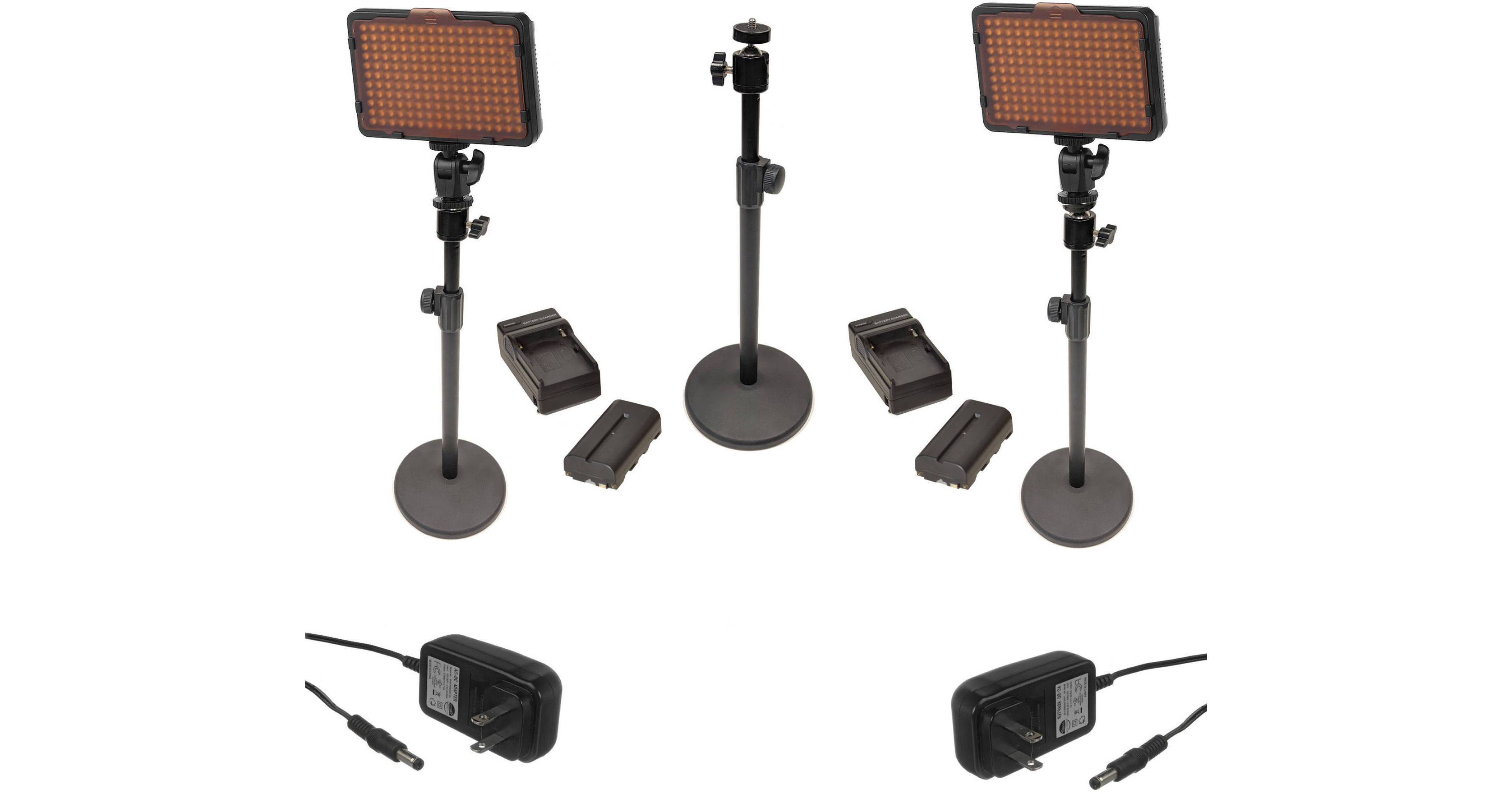 Bescor WAFFLE 2Light kit with Tabletop Stands and