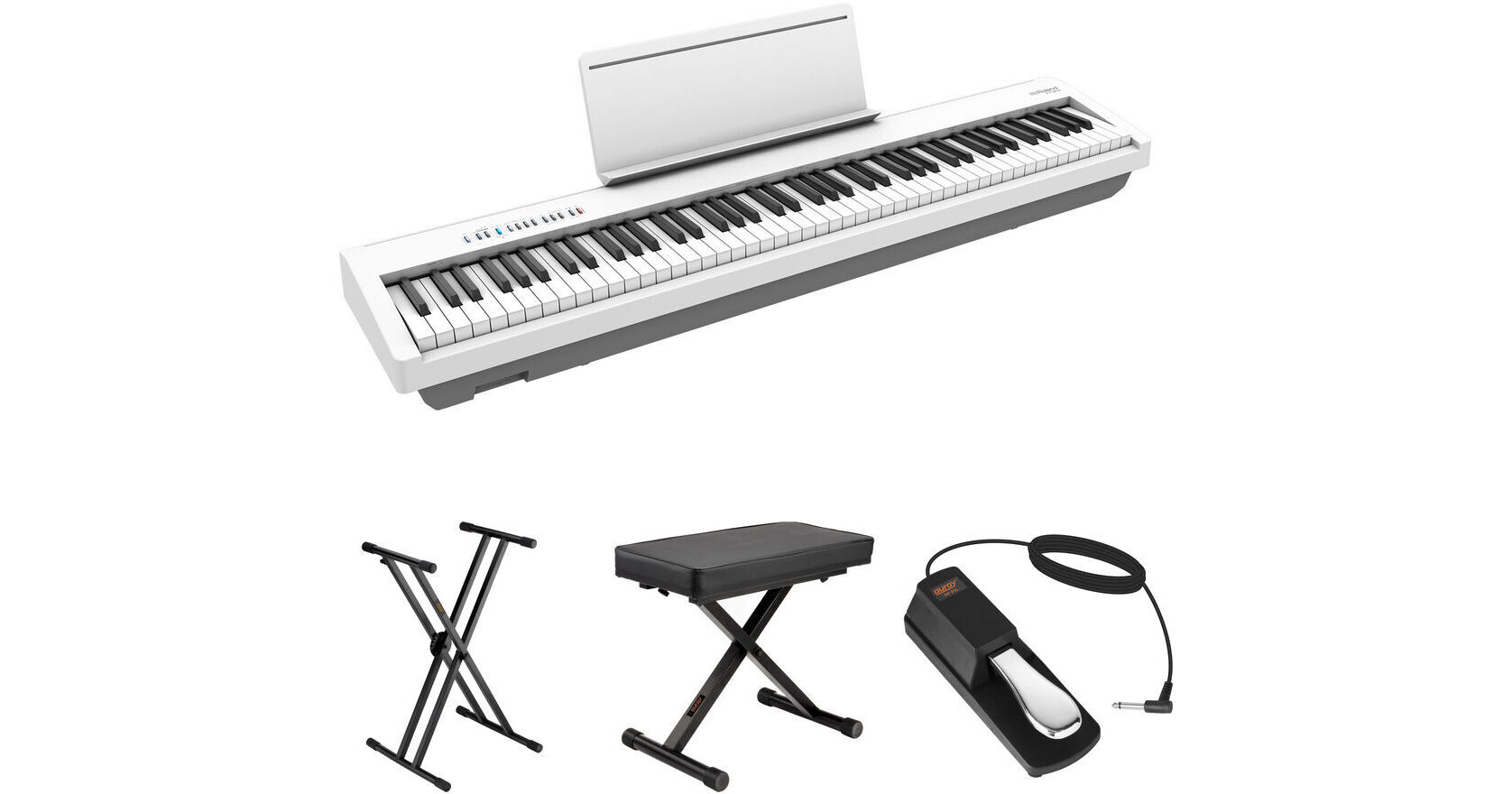 Roland FP-30X Value Bundle with Digital Piano, X-Stand, Pedal, and X-Bench  (White)