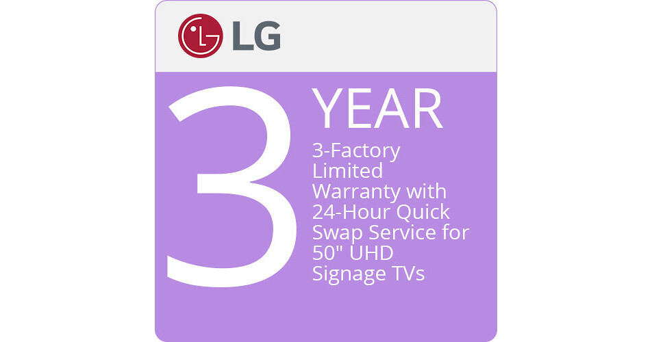LG 3Year Factory Limited Warranty with 24Hour Quick
