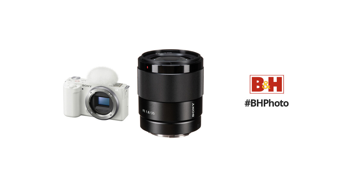 Sony ZV-E10 Mirrorless Camera with 35mm f/1.8 Lens Kit (White)