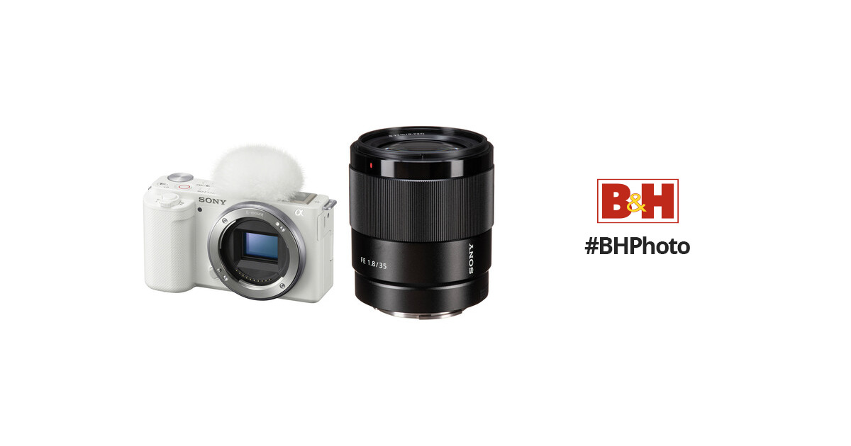 Sony ZV-E10 Mirrorless Camera with 35mm f/1.8 Lens Kit (White)