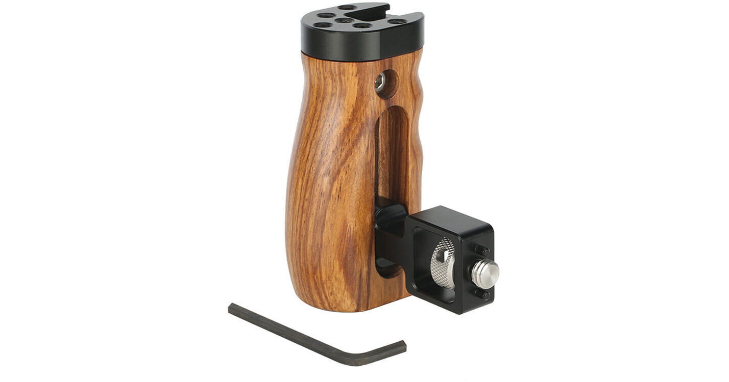 NICEYRIG Wooden Camera Handle With ARRI Mount - 15mm Rod Clamp & Cold Shoe For Professional Filming