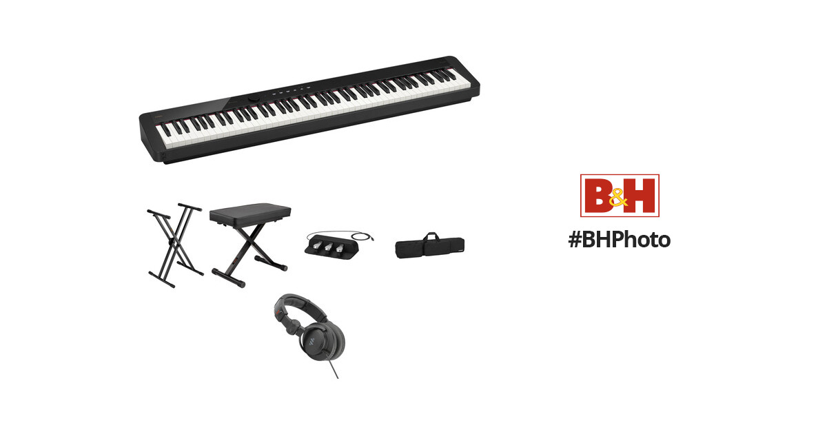 Casio Privia PX-S1100 Digital Piano Bundle with Adjustable Stand, Bench,  Sustain Pedal, Instructional Book, DVD, Online Piano Lessons, and Polishing