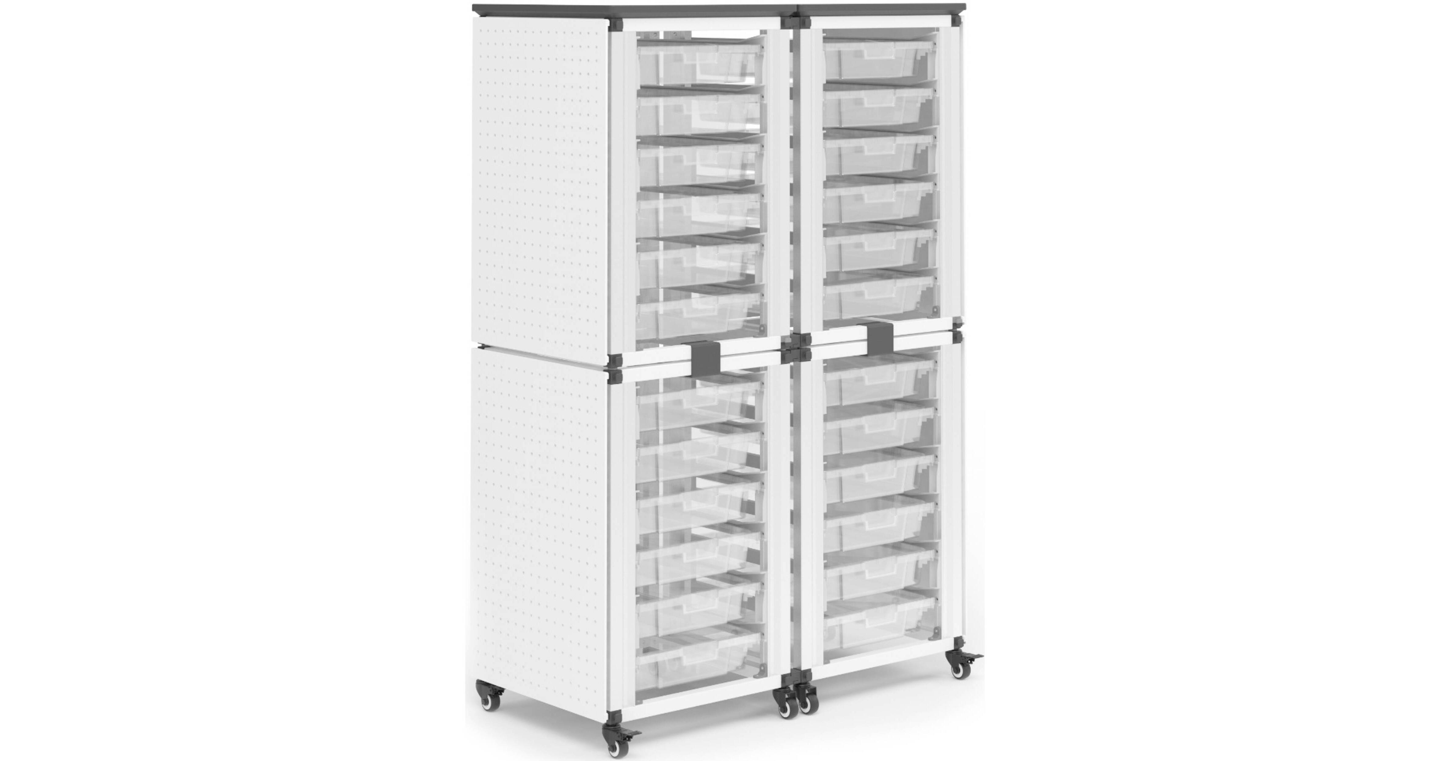 Luxor MBS-STR-22-24S Modular Classroom Storage Cabinet - 4 Stacked Modules with 24 Small Bins