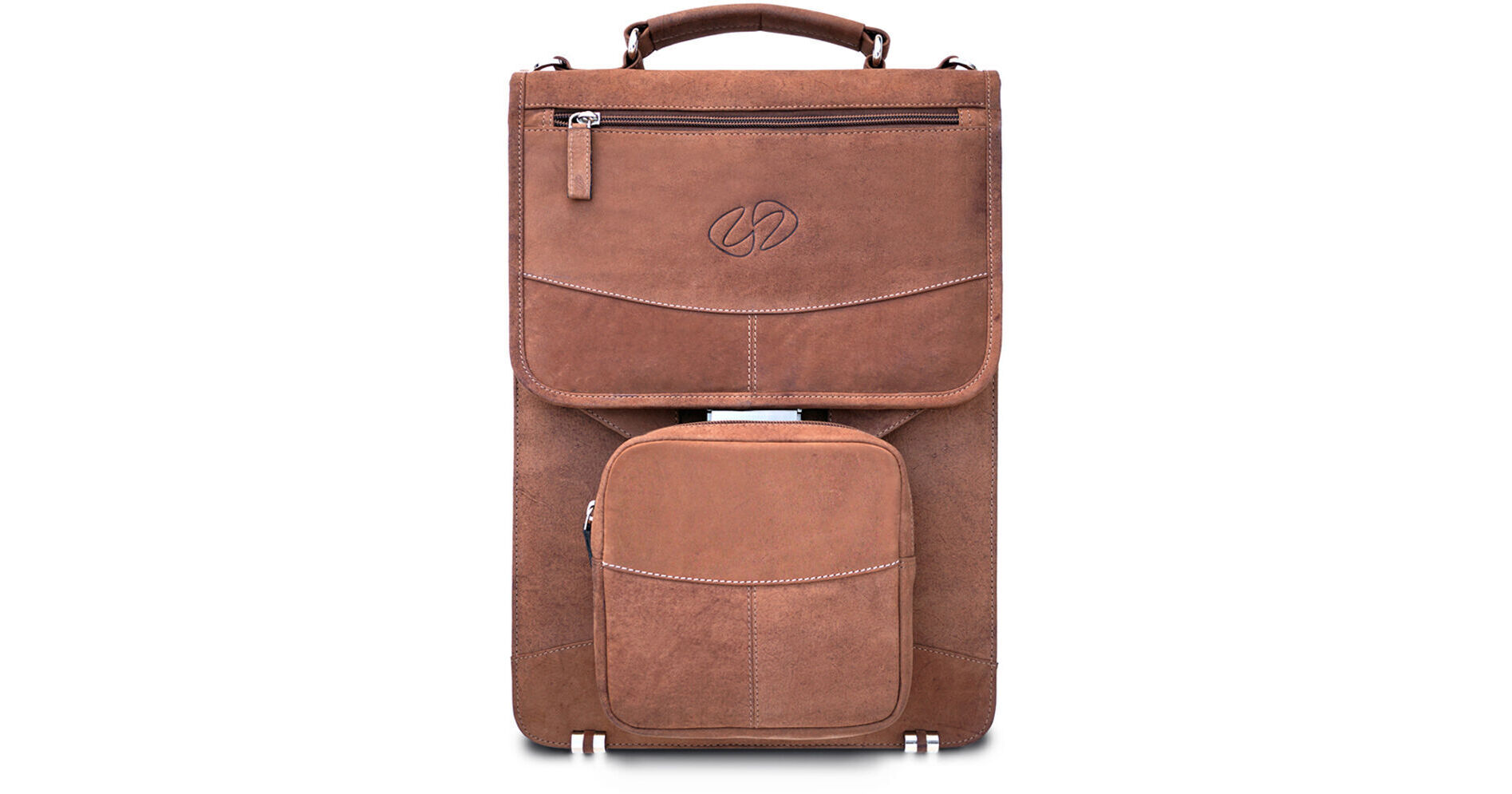 MacCase Premium Leather Vertical Briefcase Backpack - Vintage