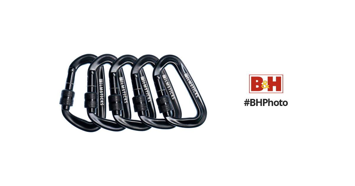 Filmsticks Carabiner D-Clip, Aluminum Alloy in Charcoal Black with Scr