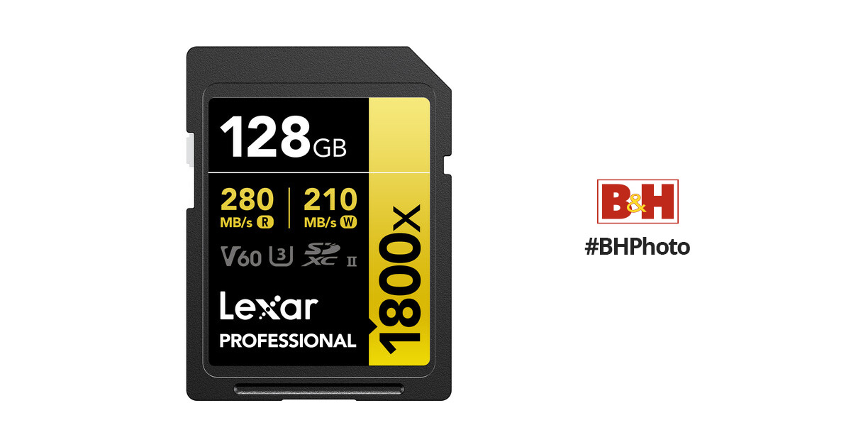 Lexar 128GB Professional 1800x UHS-II SDXC LSD1800128G-BNNNU B&H