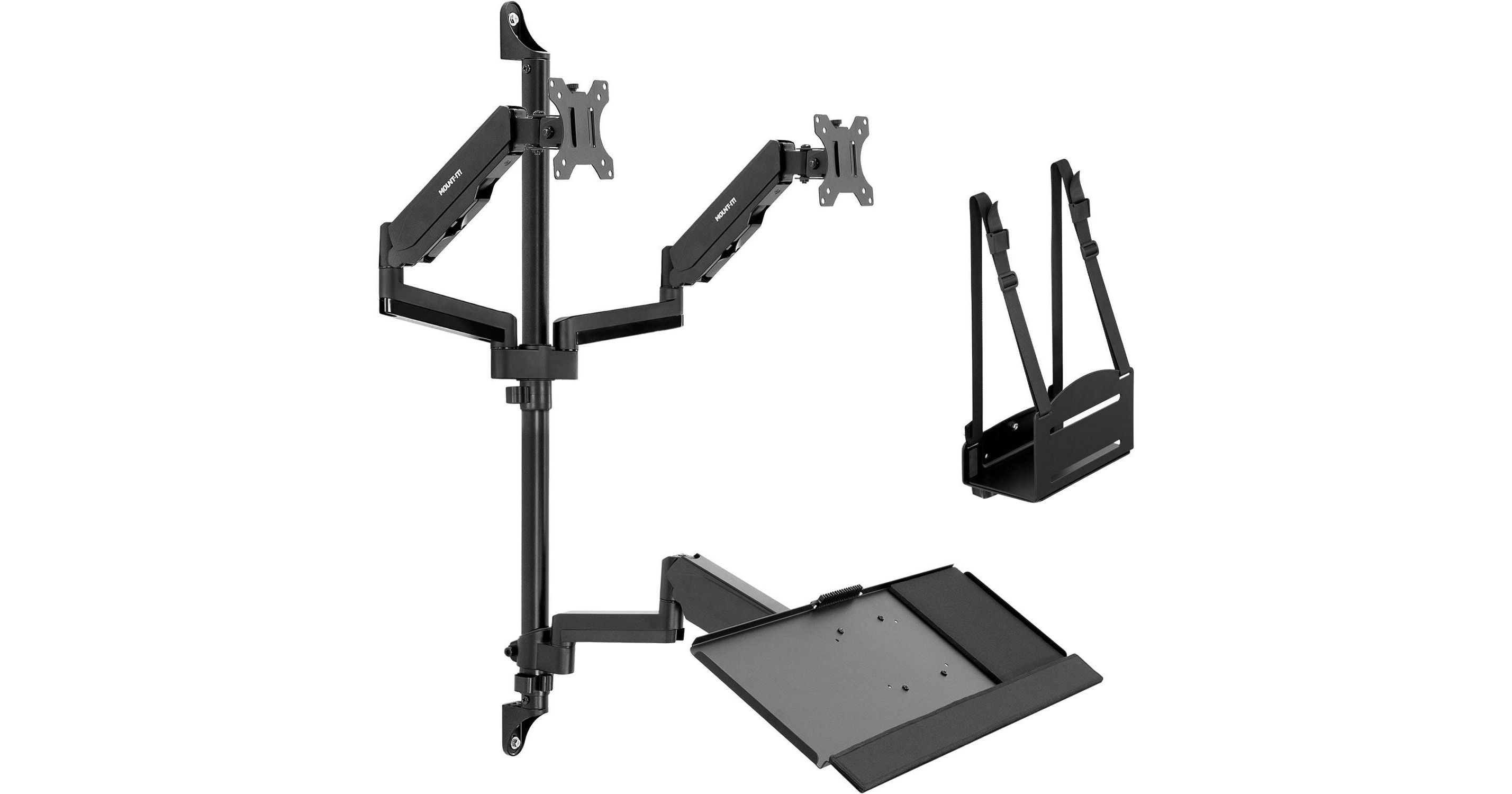 MountIt! Dual Monitor Wall Mount Workstation with Case MI7992