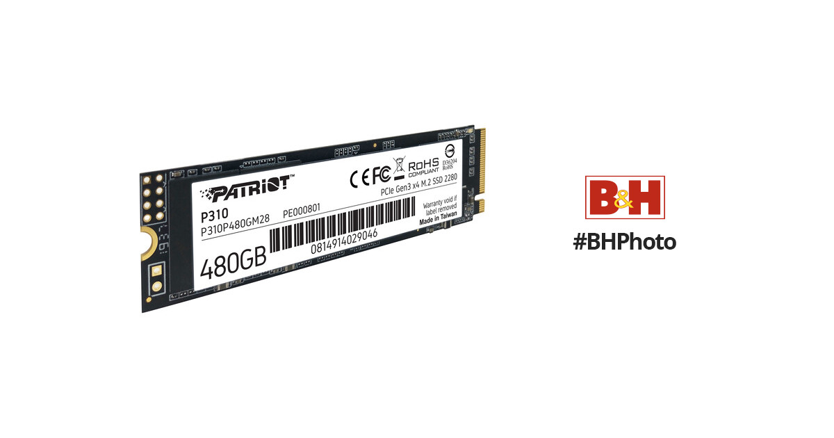 Patriot P310 480GB 2280 M.2 PCIe 3.0 NVMe SSD P310P480GM28 B&H