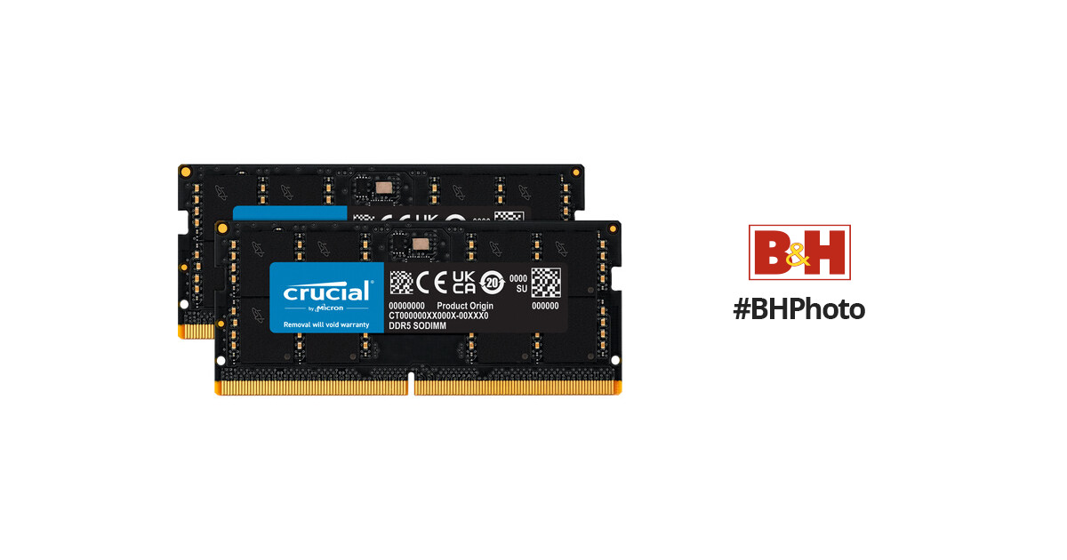 Crucial 32GB DDR5 4800 MHz SO-DIMM Memory Kit CT2K16G48C40S5 B&H