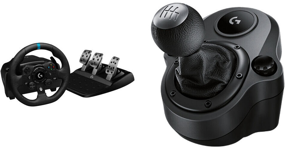  Logitech G Logitech G923 Racing Wheel and Pedals, TRUEFORCE  Force Feedback Driving Force Shifter - Real Leather, For PS5, PS4, PC, Mac  - Black : Video Games