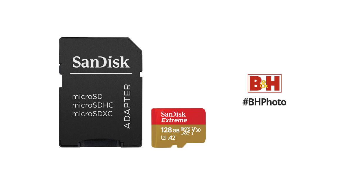  SanDisk 128GB Extreme microSDXC UHS-I Memory Card with Adapter  - Up to 160MB/s, C10, U3, V30, 4K, A2, Micro SD - SDSQXA1-128G-GN6MA :  Electronics