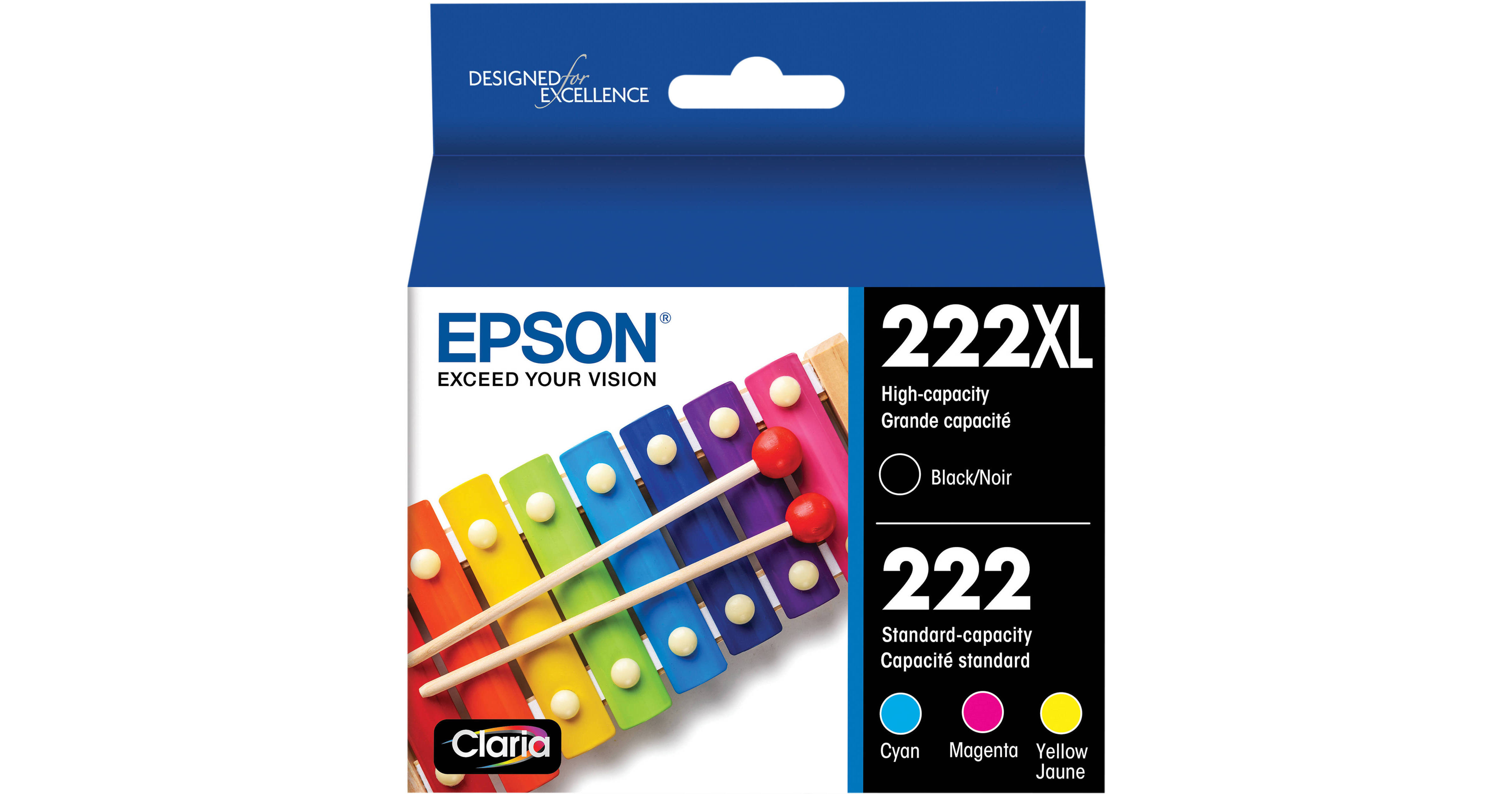 Epson Claria T222 Color & T222XL Black CMYK Multi-Pack