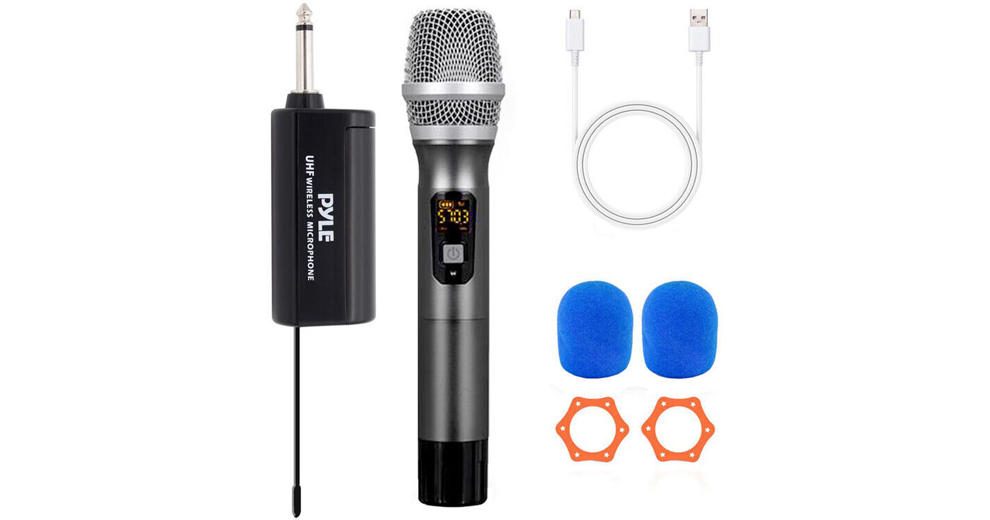 Pyle Pro PDWMU103 Wireless UHF Handheld Microphone System with Plug In Receiver