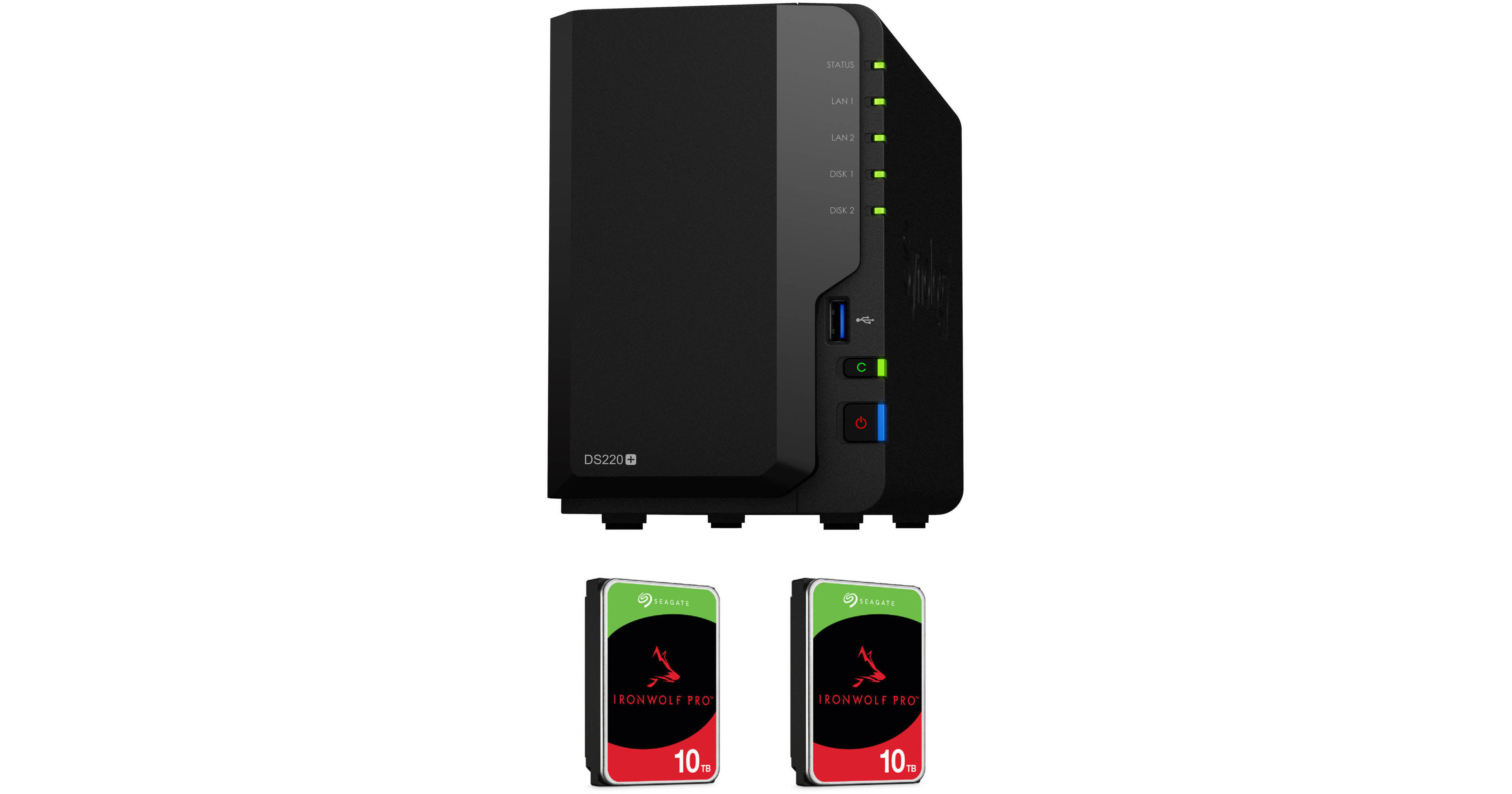 Synology 20TB DiskStation DS220+ 2-Bay NAS Enclosure Kit with