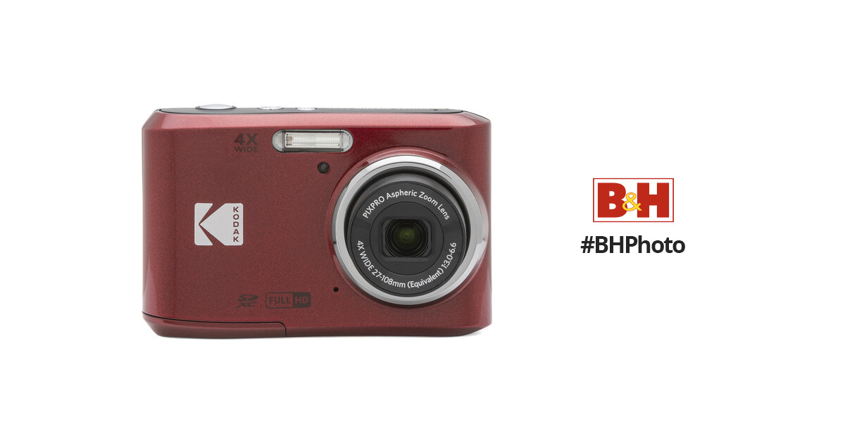 KODAK PIXPRO FZ45-RD 16MP Digital Camera 4X Optical Zoom 27mm Wide Angle  1080P Full HD Video 2.7 LCD Vlogging Camera (Red)