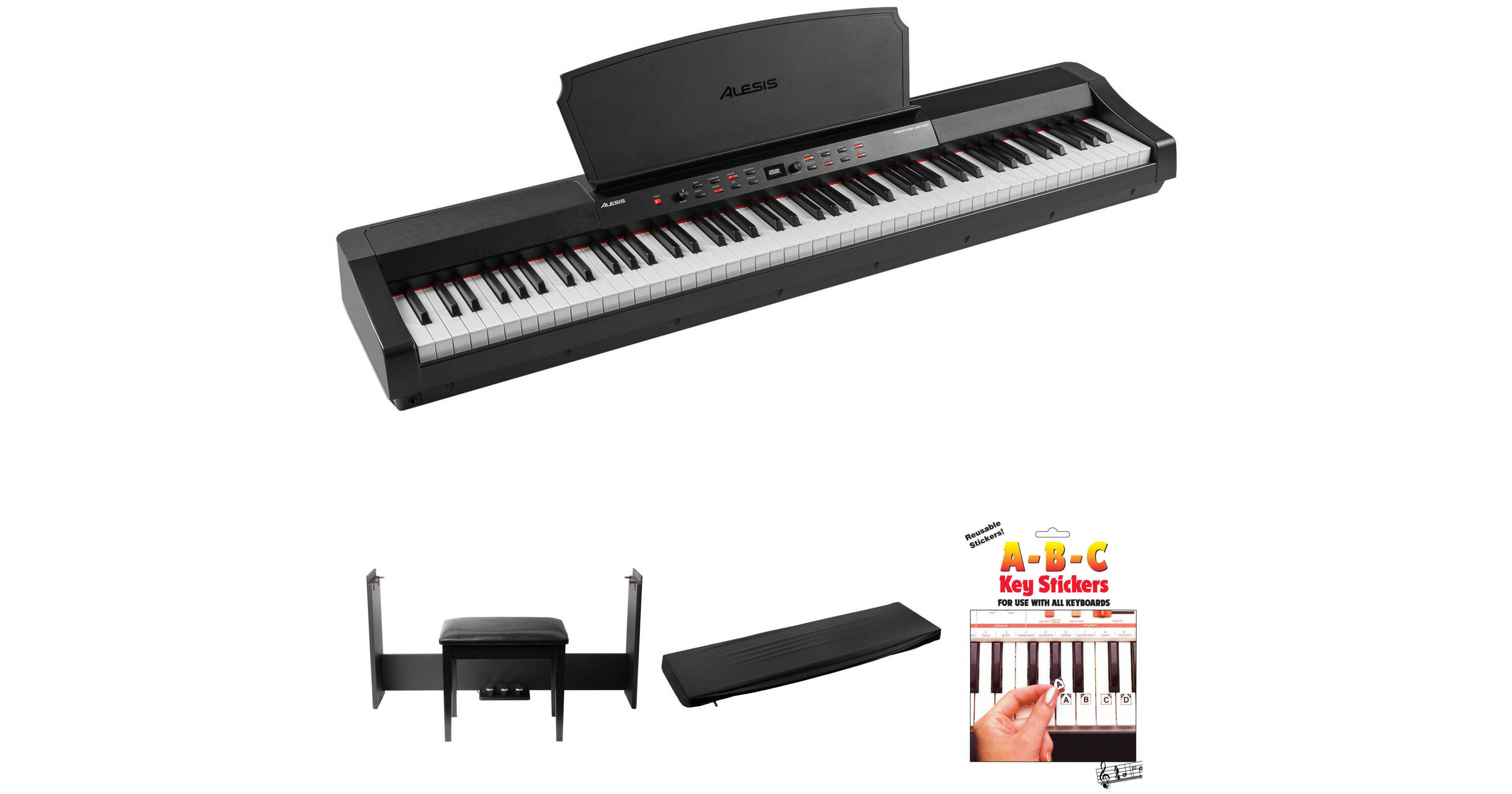 Alesis Prestige Artist Digital Piano Bundle with Stand, Bench