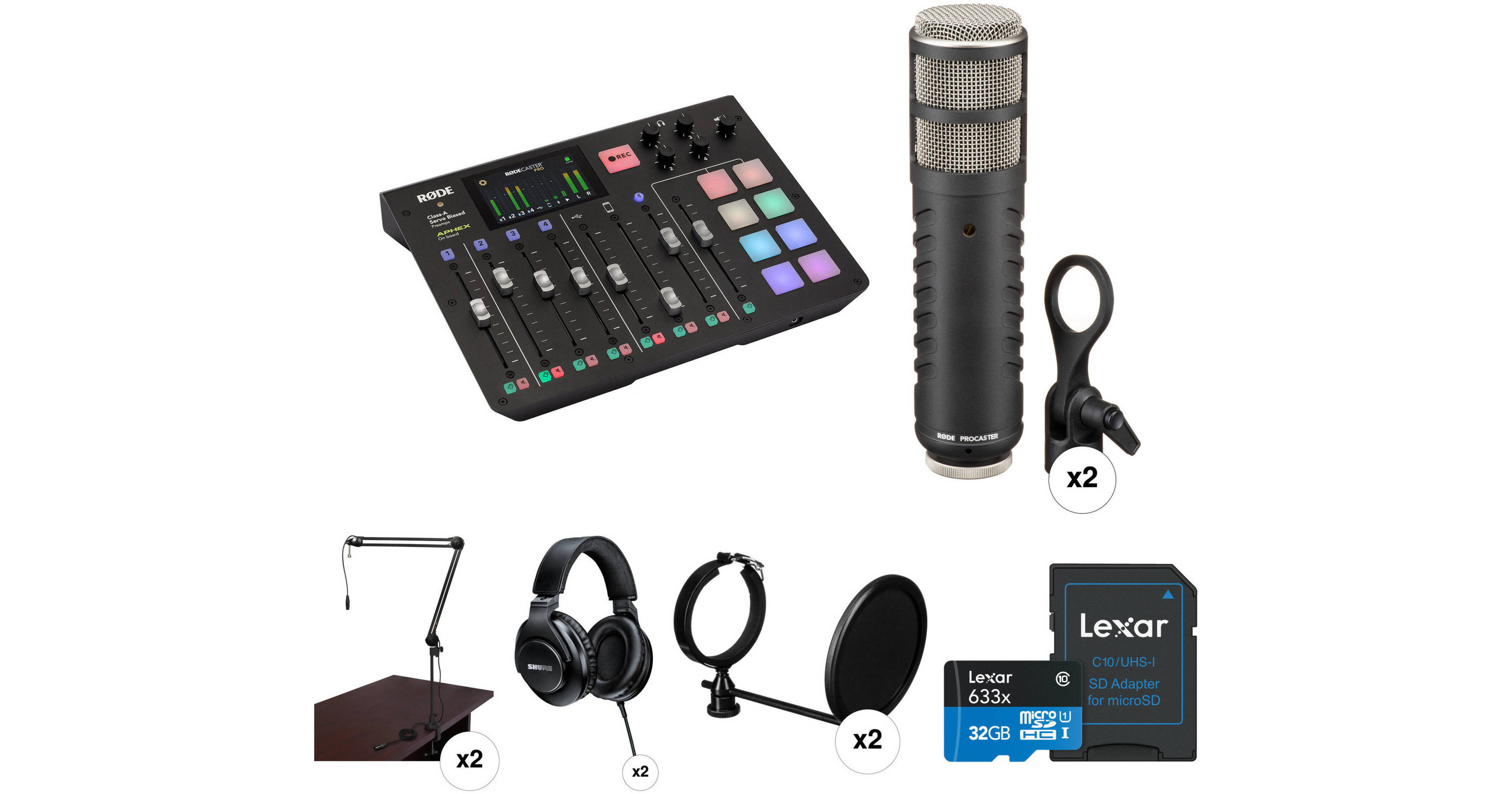 RODE RODECaster Pro 2Person Podcast Kit with Dual Procaster