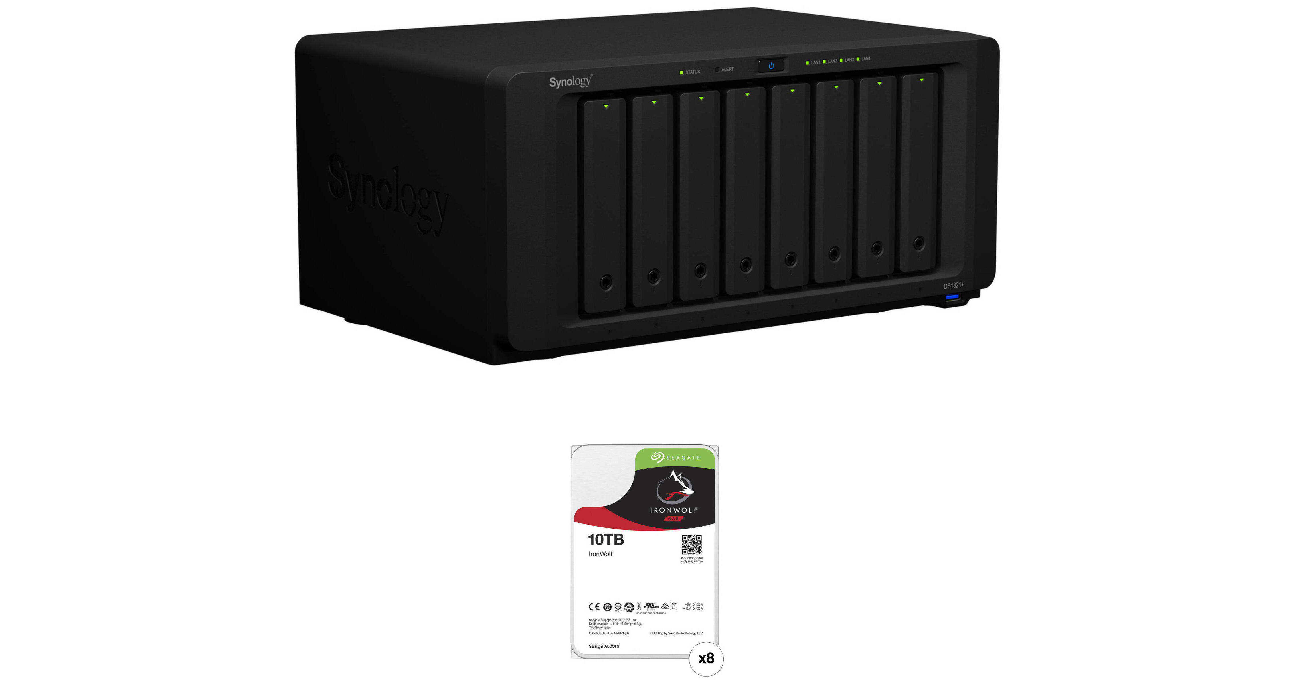 Synology 80TB DiskStation DS1821+ 8Bay NAS Enclosure Kit with
