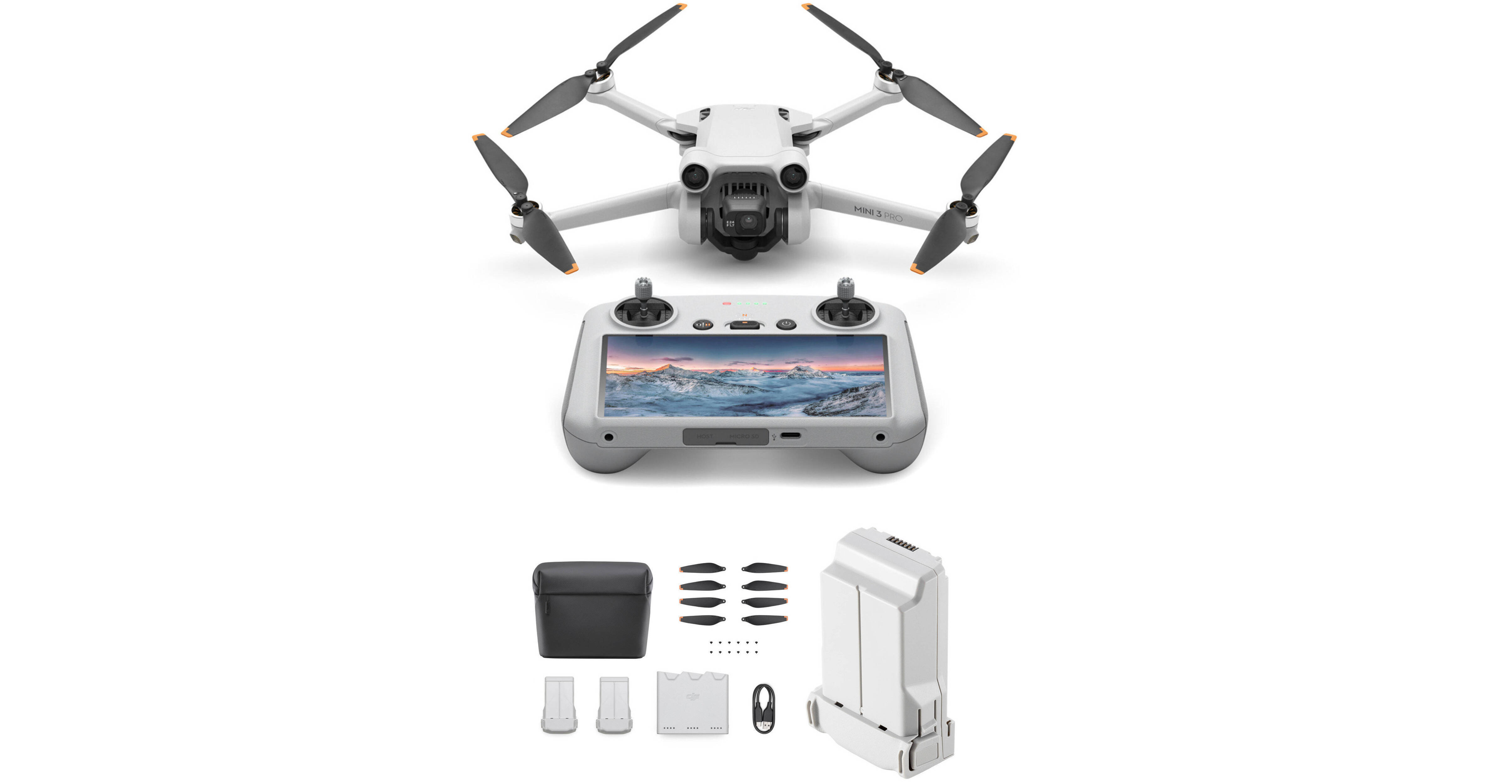 DJI Mini 3 Pro Fly More Kit, Includes Two Intelligent Flight Batteries, a  Two-Way Charging Hub, Data Cable, Shoulder Bag, Spare propellers, and