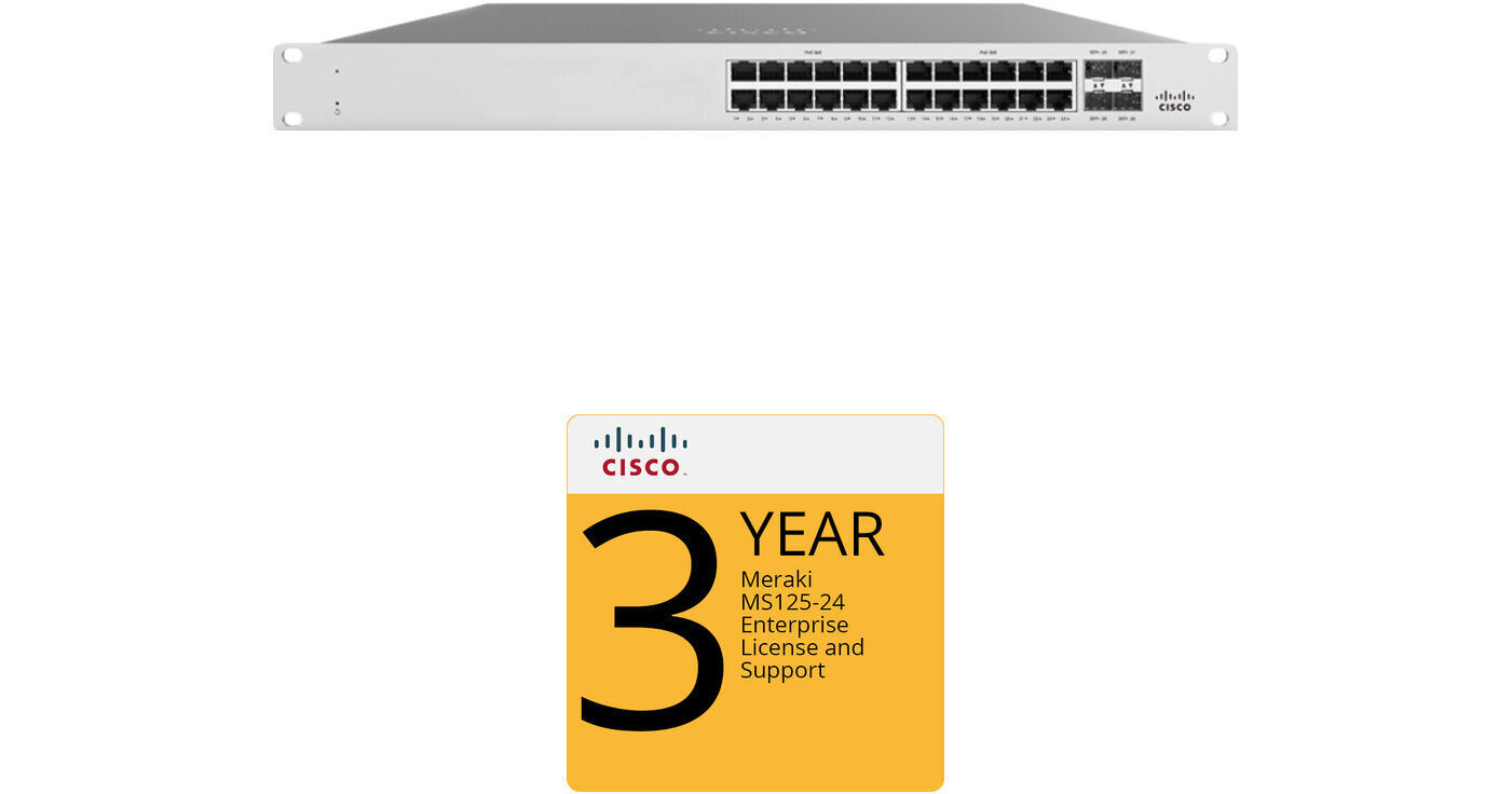 Cisco MS125-24 Access Switch with 3-Year Enterprise License and