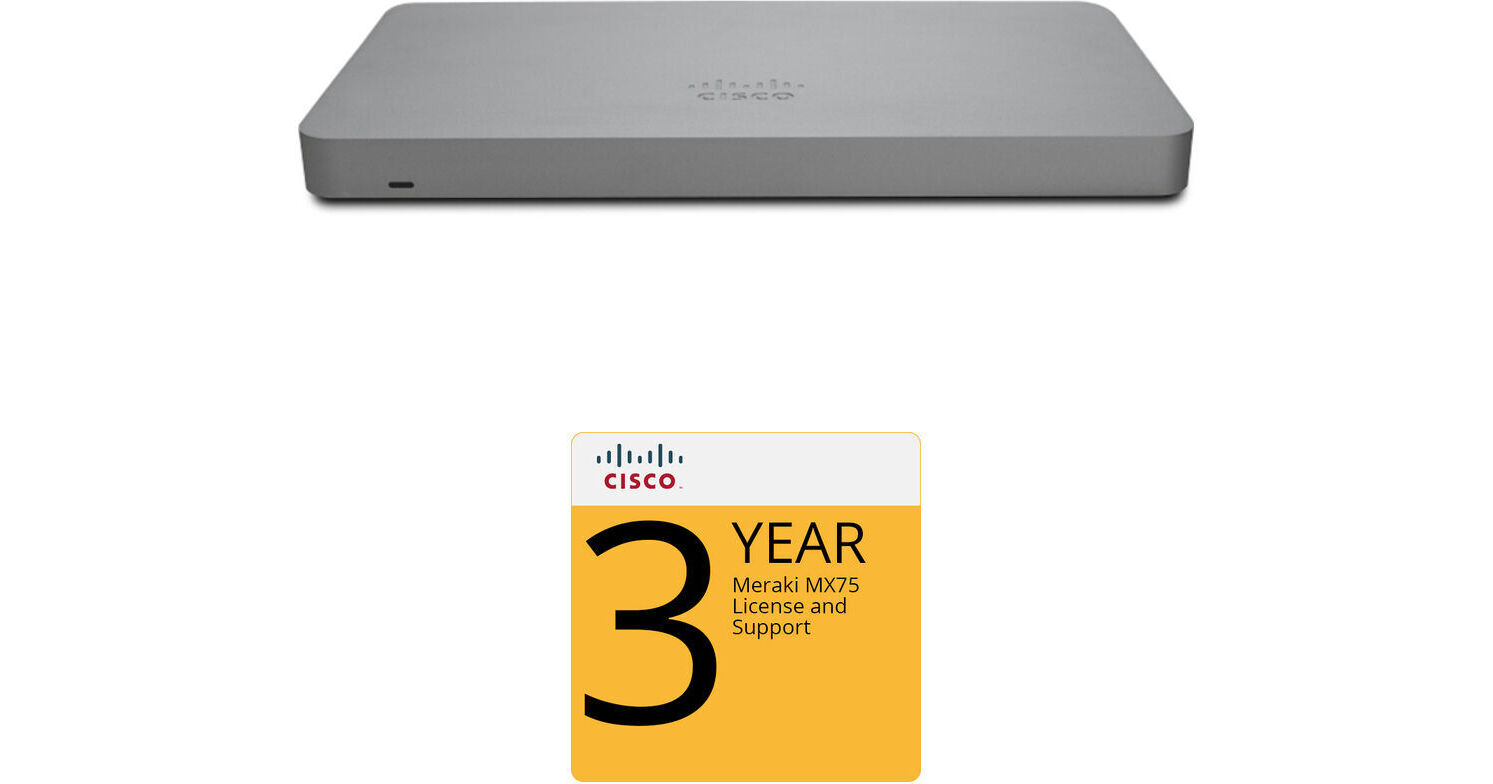 Cisco Meraki MX75 Router/Security Appliance with 3-Year Secure