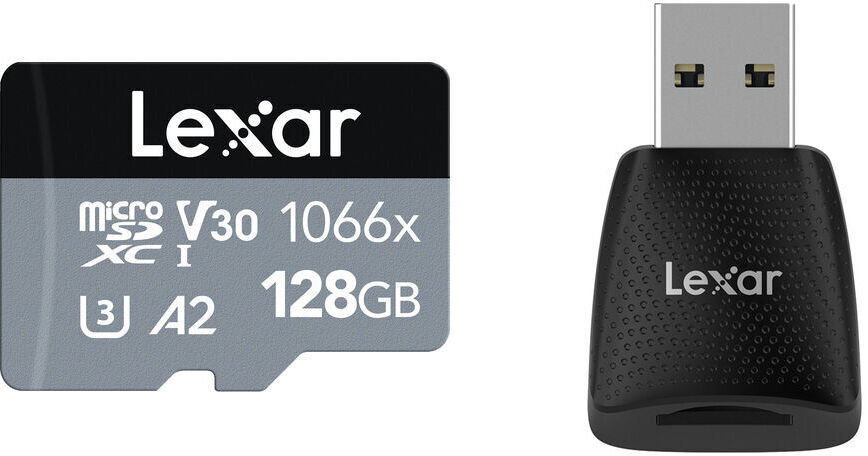 Carte micro sd 128go uhs-i 1066x + adaptateur Lexar