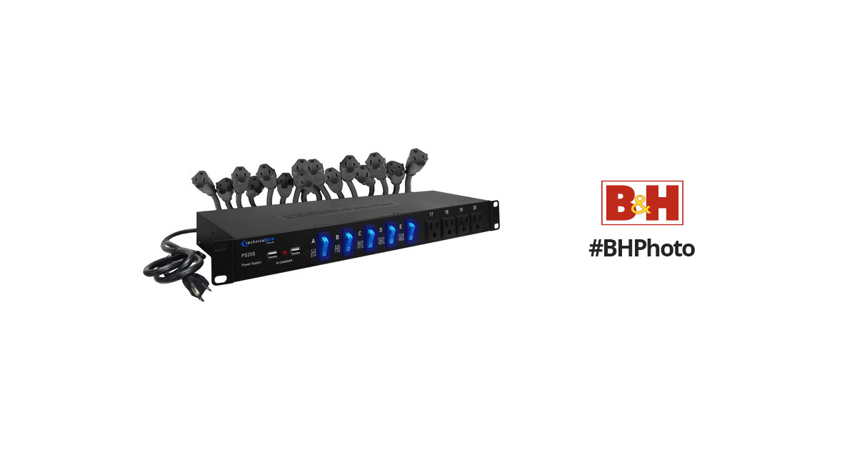 Technical Pro PS17U Rack 17 Outlet Power Supply Surge Protect USB Char –  Hot Beat Electronics