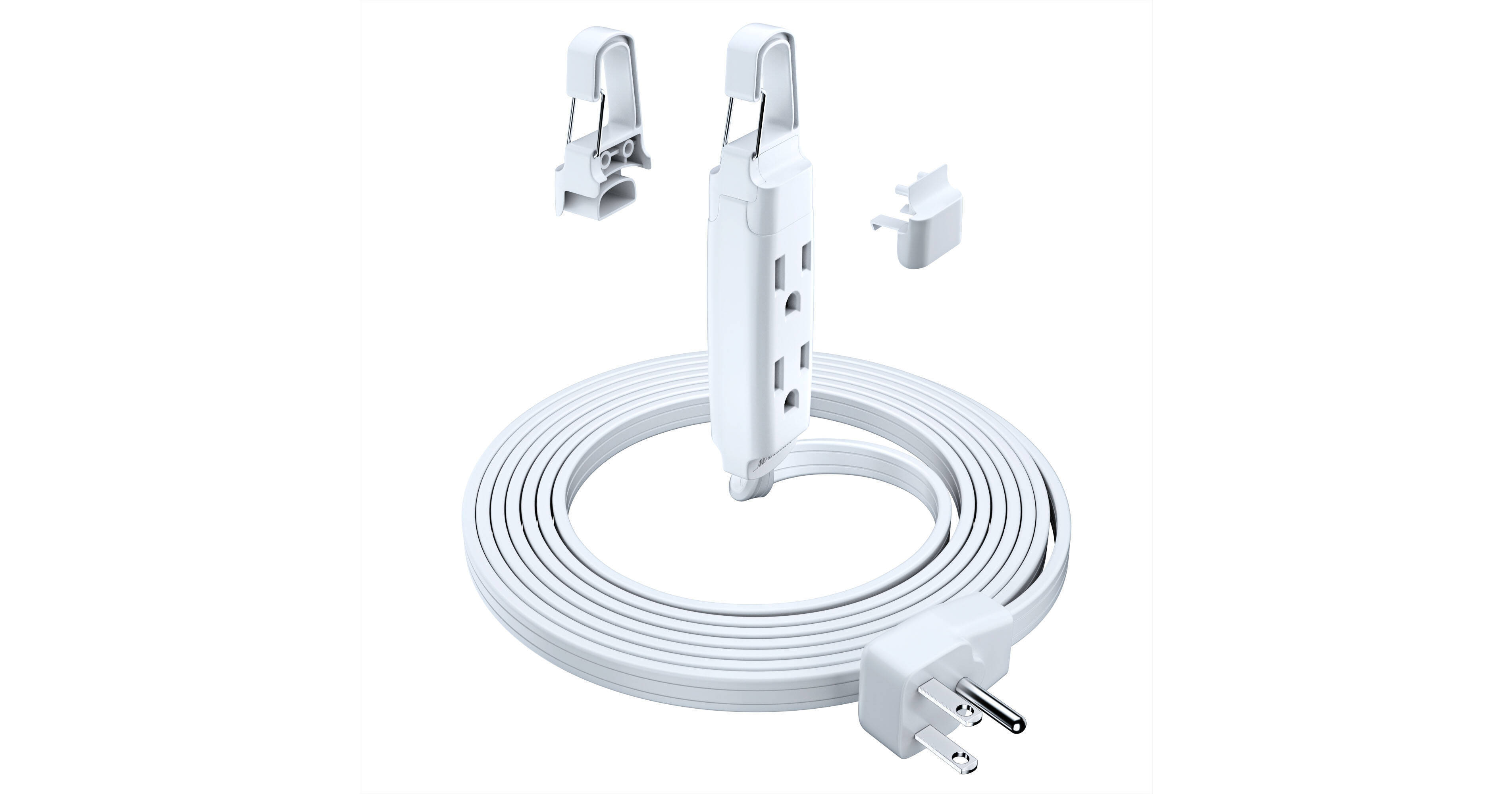 Maximm Cable Flat Plug Extension Cord with Hook ADW90C110WH