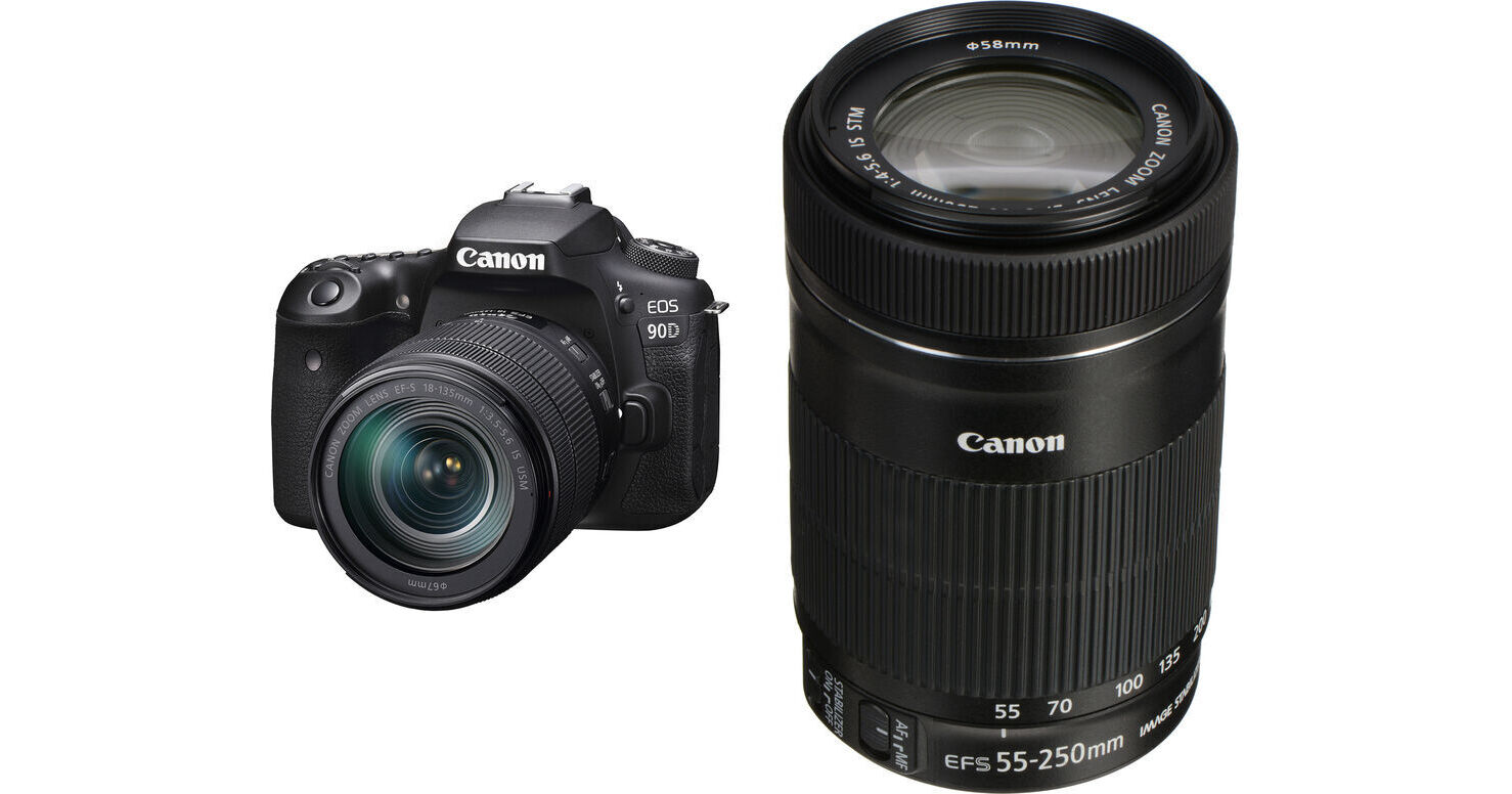 Canon EOS 90D DSLR Camera with 18-135mm and 55-250mm Lenses Kit