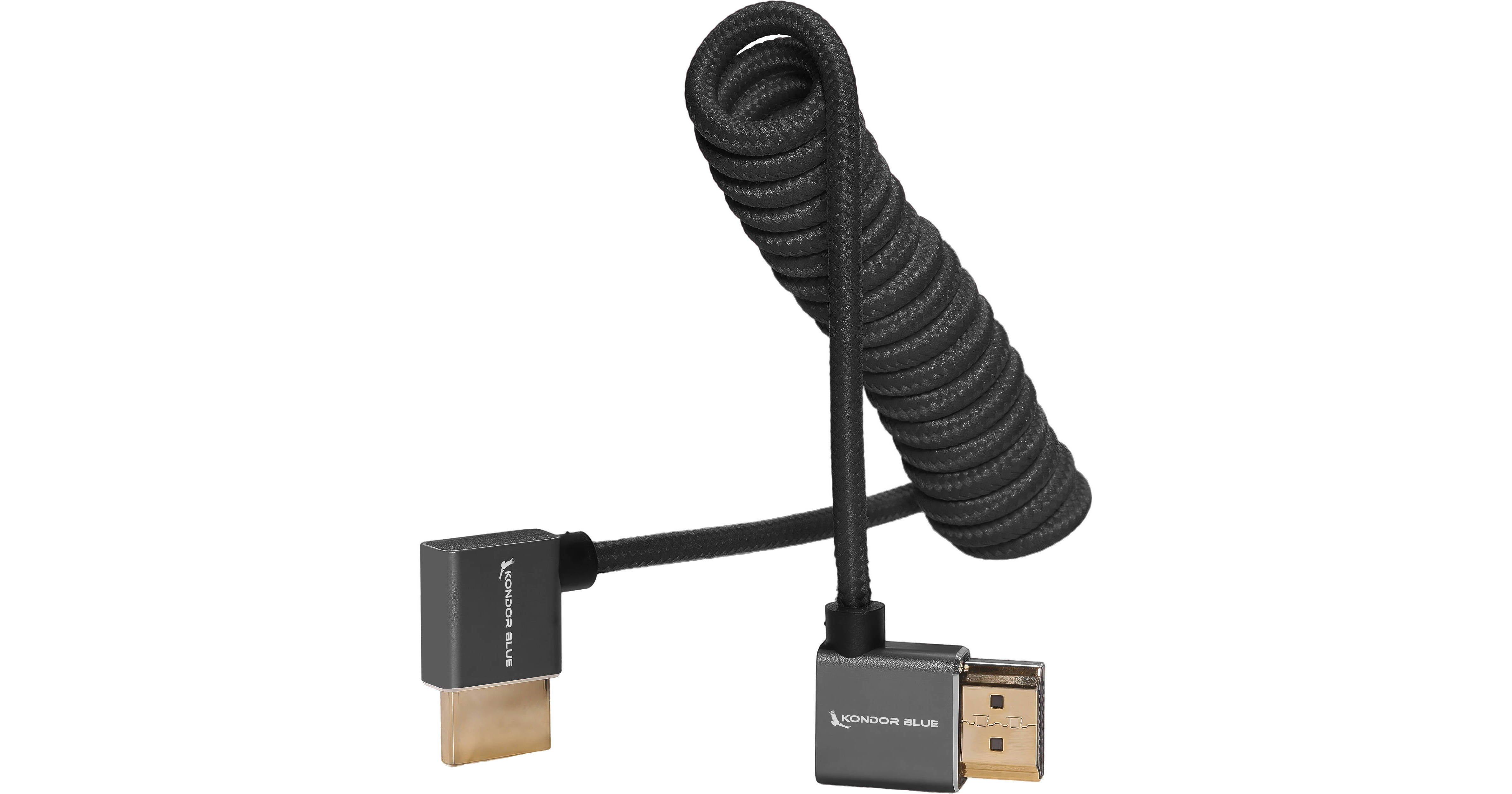 Kondor Blue Coiled Right Angle High Speed HDMI KB FHDMI 12RA BK