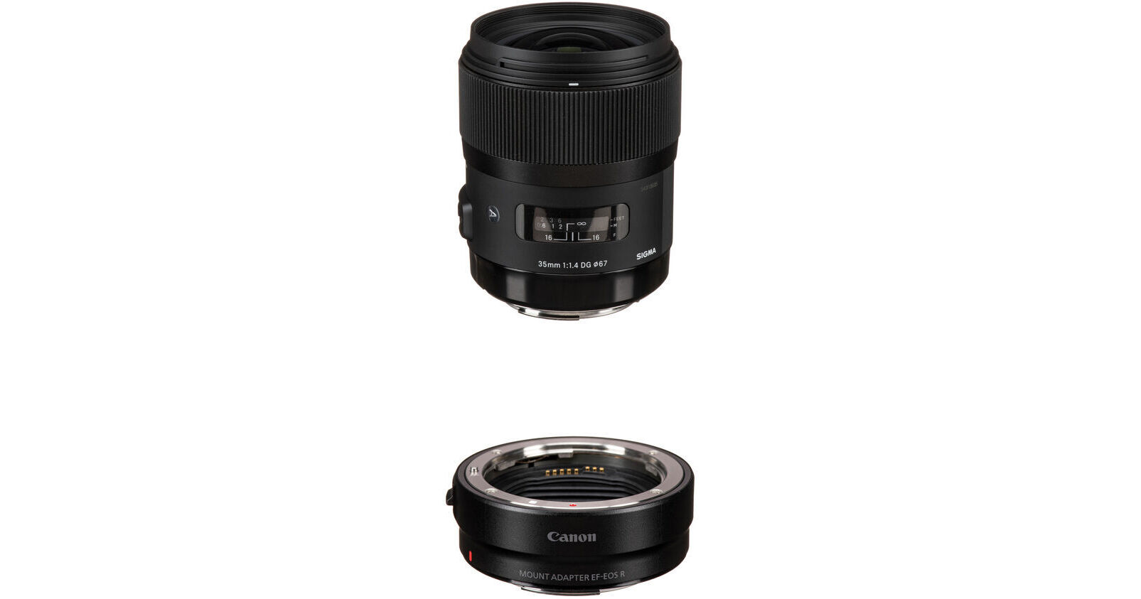 Sigma 35mm f/1.4 DG HSM Lens with Canon EF to RF-Mount Adapter